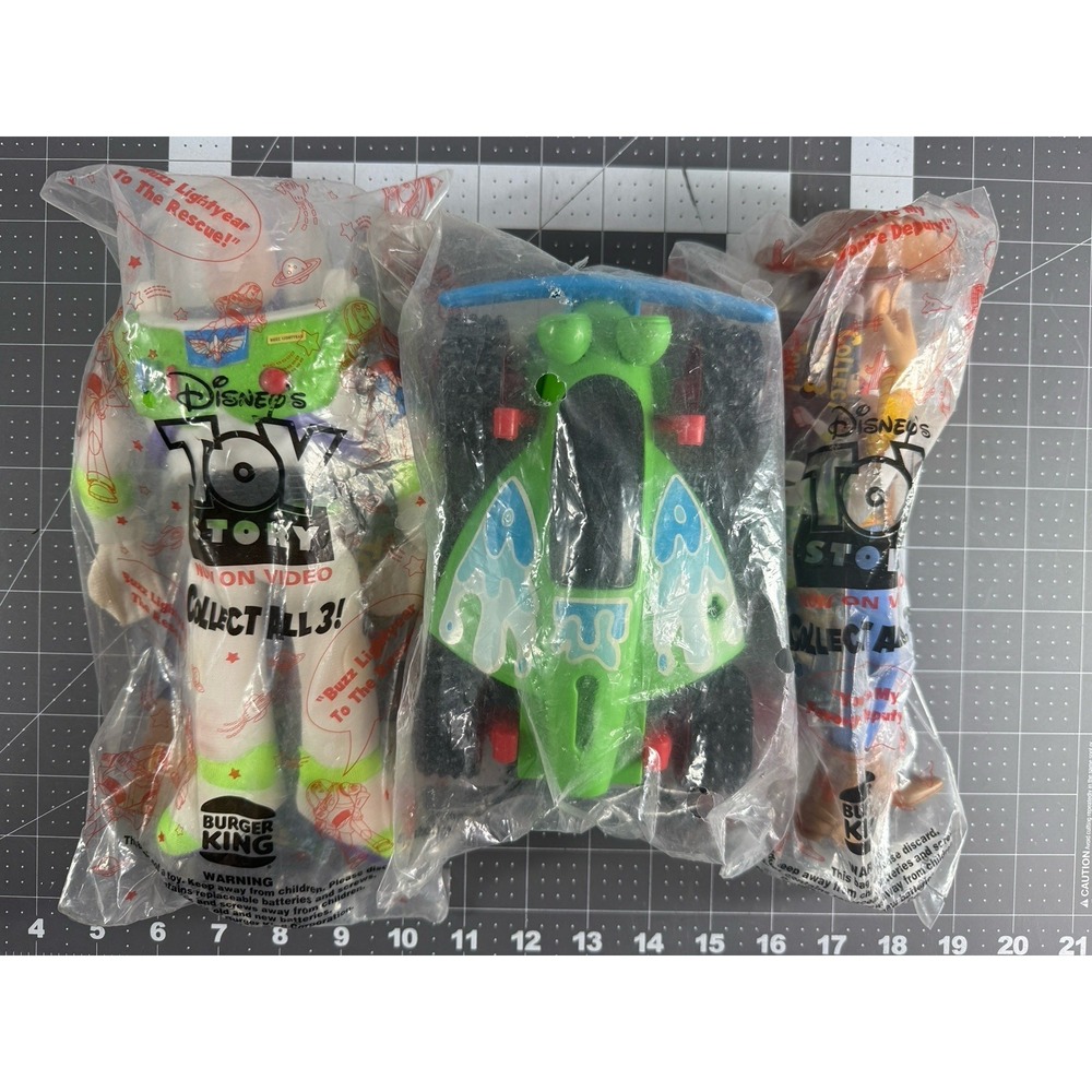 1996 Toy Story Burger King Collect All 3 Toy Figures - Buzz Woody RC